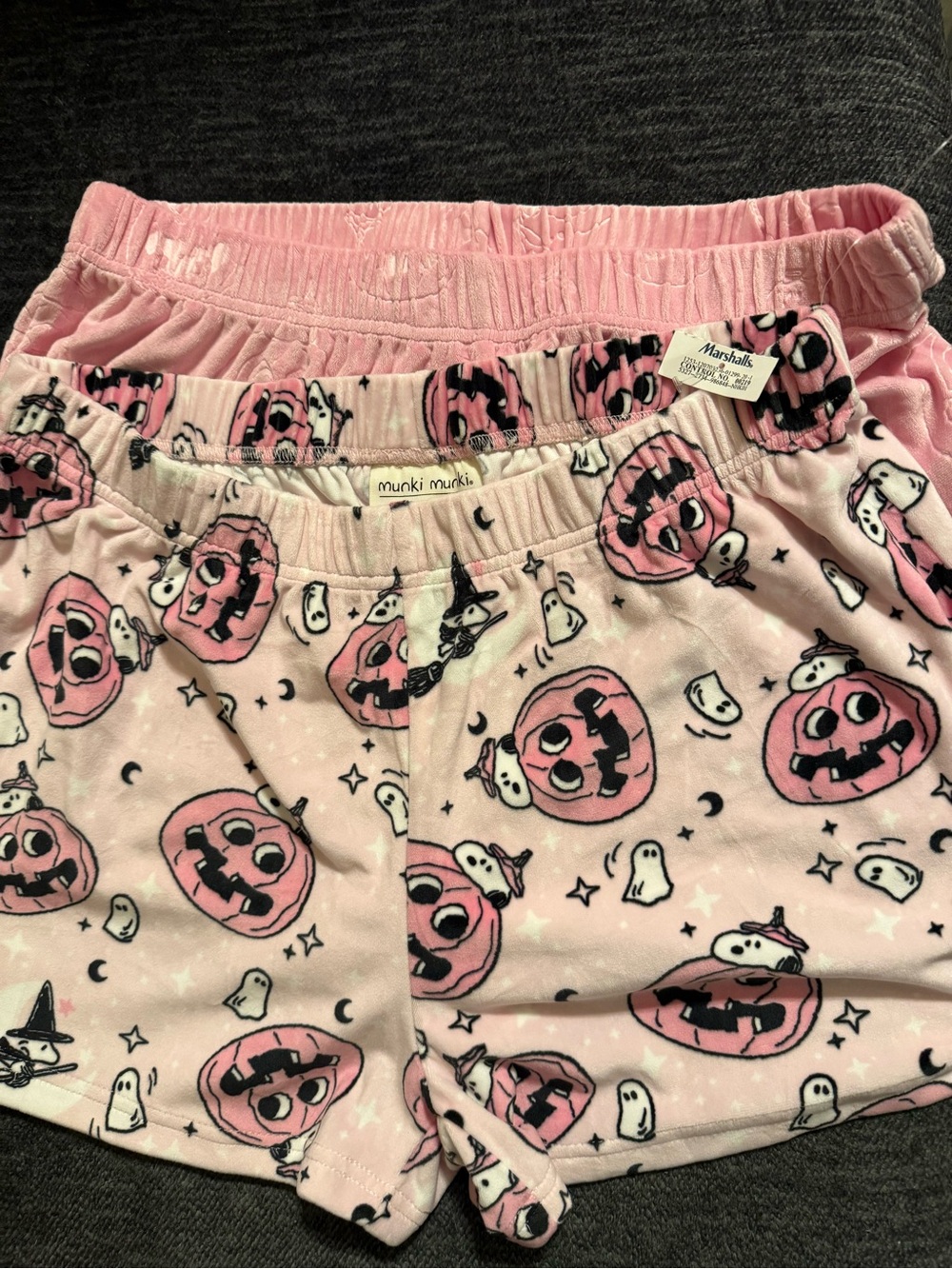 Munki Munki Peanuts Snoopy Woodstock Halloween Pink Lounge Pajama Shorts  (L) 🎃